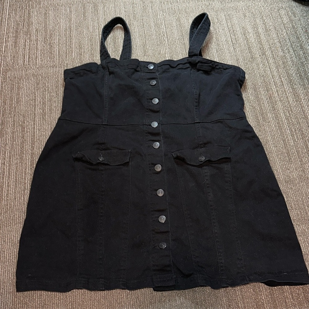 H&M Black Button Down Denim Dress